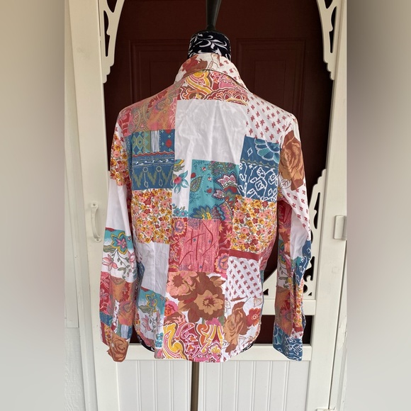 Kim Rogers Women’s Button Up Patchwork Paisley Design Top Size Medium - Picture 9 of 16